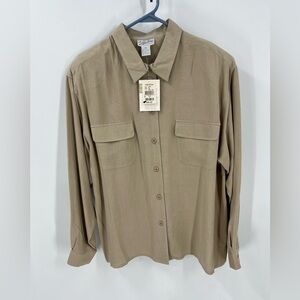 Parisian signature 100% silk vintage button front shirt.